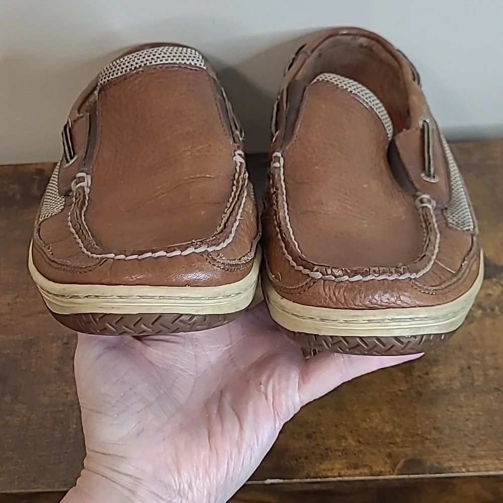 Sperry Top-Sider Tan Leather Slip-On Boat Shoes size 10